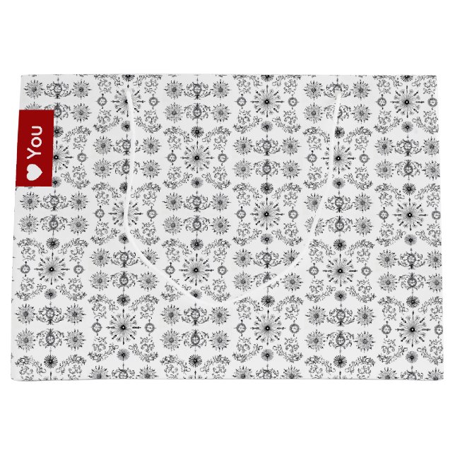 Bolsa De Regalo Grande Dainty Charcoal and Crème Motif (Anverso)