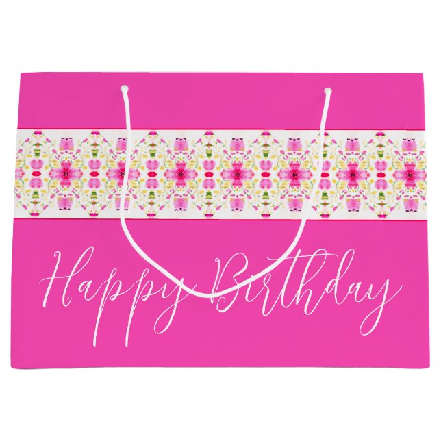 Bolsa De Regalo Grande Dainty Pink Floral (Anverso)