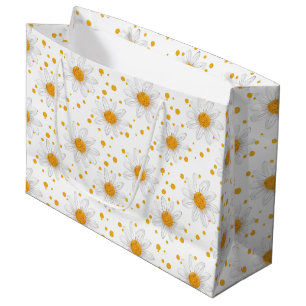 Bolsa De Regalo Grande Daisies blancos brillantes con centros amarillos