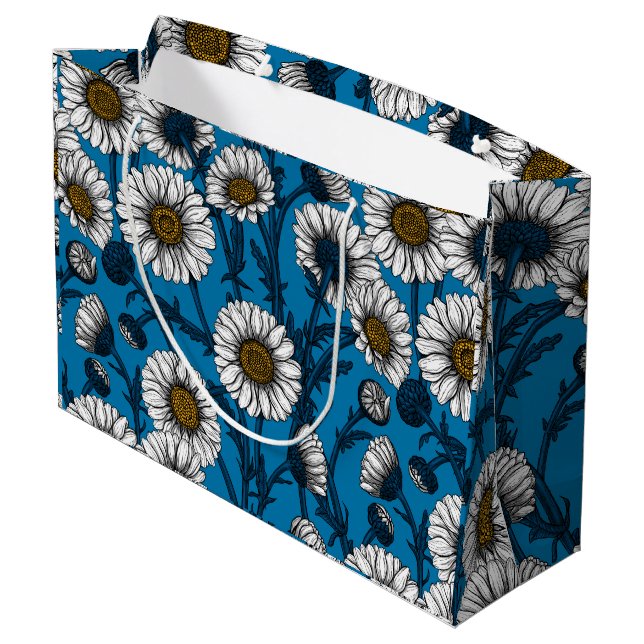 Bolsa De Regalo Grande Daisies en azul (Angulo reverso)