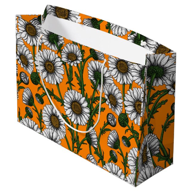Bolsa De Regalo Grande Daisies on naranja (Angulo reverso)