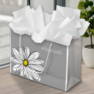 Bolsa De Regalo Grande Daisy floral de moda con nombre personalizado amar
