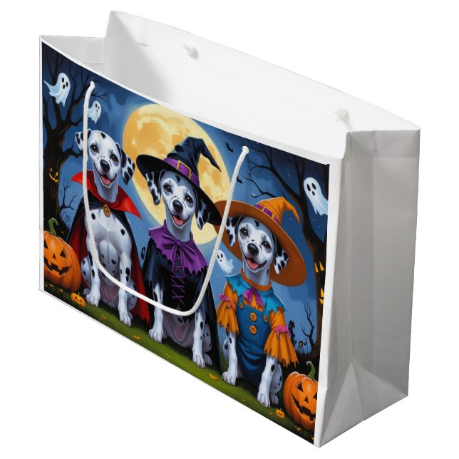 Bolsa De Regalo Grande Dalmatia Perro Calabaza Halloween Gracioso (Angulo Anverso)