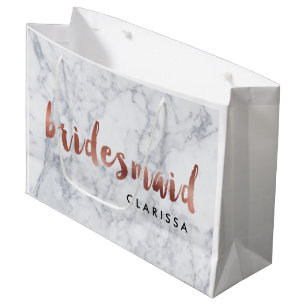 Bolsa De Regalo Grande dama de honor de mármol blanca del falso oro color