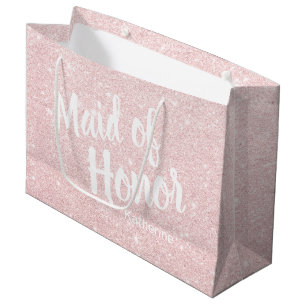 Bolsa De Regalo Grande Dama de honor elegante rosa dorado brillo