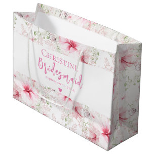 Bolsa De Regalo Grande Dama de Honor Flor Rosa Linda