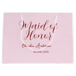Bolsa De Regalo Grande Dama de honor malva nombre fecha rosa pastel novia
