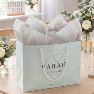 Bolsa De Regalo Grande Dama de Honor Personalizada en Verde Salvia