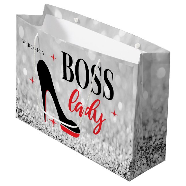 Bolsa De Regalo Grande Dama del jefe del Stiletto Heel Rojo Personalizado (Angulo Anverso)
