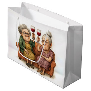 Bolsa De Regalo Grande Damas ancianas gruñonas con vino tinto