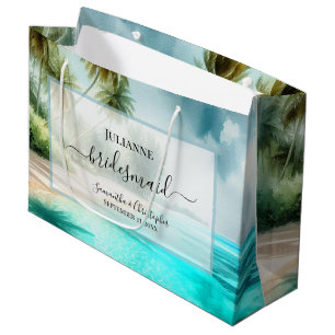 Bolsa De Regalo Grande Damas de Honor Boda Acuarela Playa Tropical