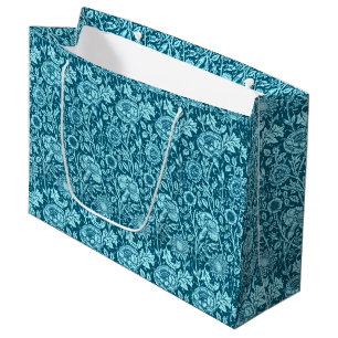 Bolsa De Regalo Grande Damasco de claveles de Art Nouveau, añil y azul ci