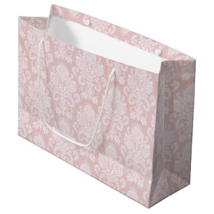 Bolsa De Regalo Grande Damasco del rosa en colores pastel y del blanco