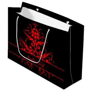 Bolsa De Regalo Grande Damasco Rojo Romántico y Elegante