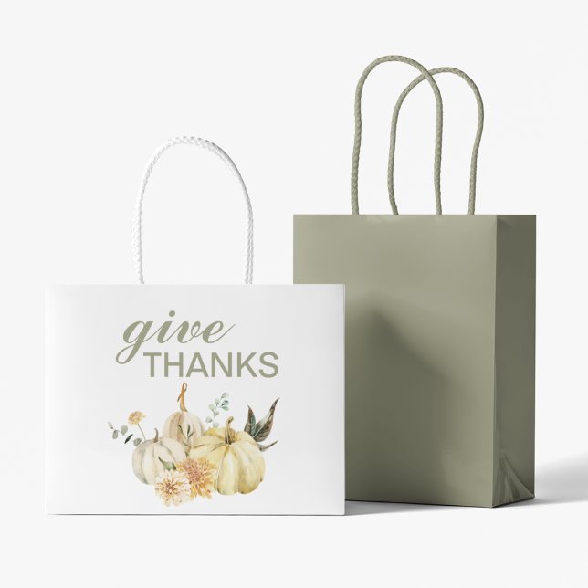 Bolsa De Regalo Grande Dar las gracias a la calabaza acuarela (Subido por el creador)