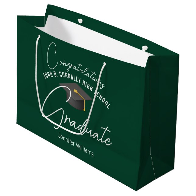 Bolsa De Regalo Grande Dark Green Graduate Customized Graduation Party (Angulo Anverso)