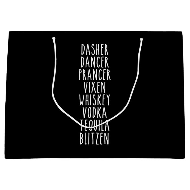 Bolsa De Regalo Grande Dasher Dancer Prancer Vixen Whiskey Vodka Tequila (Anverso)