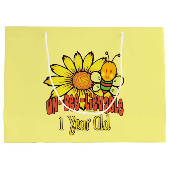 Bolsa De Regalo Grande De 1 año increíble - 1r cumpleaños (Reverso)