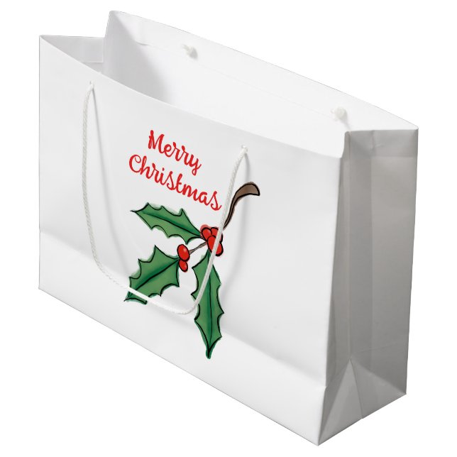 Bolsa de regalo grande de acebo de Navidad (Angulo Anverso)