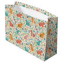 Bolsa de regalo grande de capibara floral dibujada