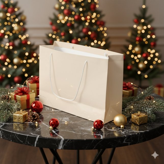 Bolsa de regalo grande de color blanco antiguo - D (Antique White Large Gift Bag – Single Color Design)