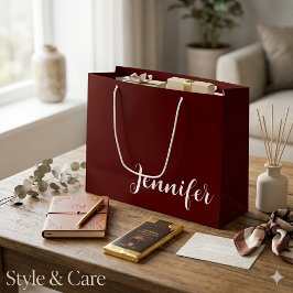 Bolsa de regalo grande de color burdeos sólido con