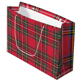 Bolsa de regalo grande de cuadros rojos clásicos
