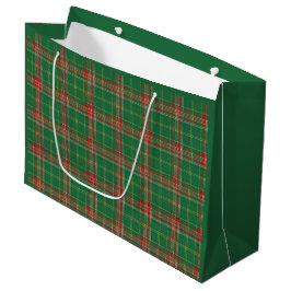 Bolsa de regalo grande de cuadros verde rojo de Na
