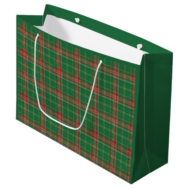 Bolsa de regalo grande de cuadros verde rojo de Na (Angulo Anverso)
