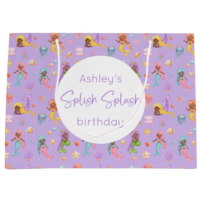 Bolsa de regalo grande de cumpleaños de Sirena (Anverso)