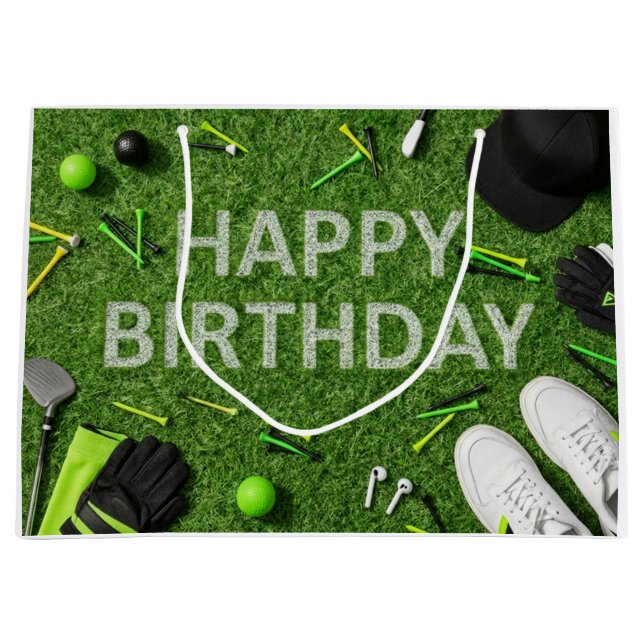Bolsa de regalo grande de cumpleaños feliz de golf (Anverso)