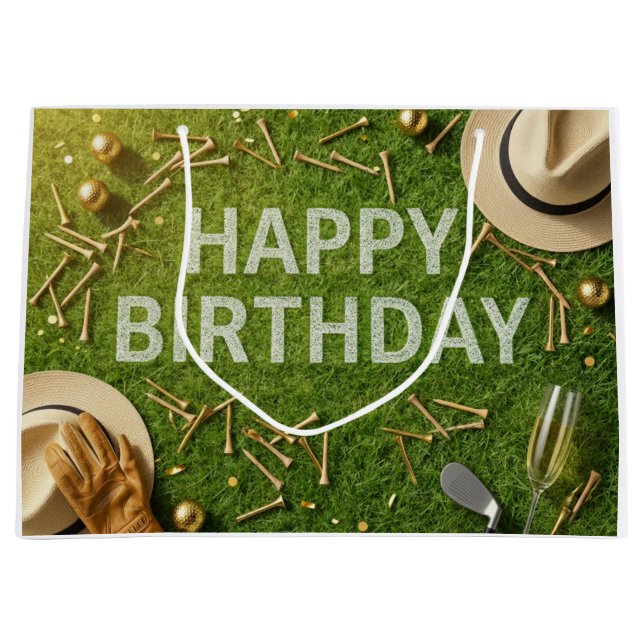Bolsa de regalo grande de cumpleaños feliz de golf (Anverso)