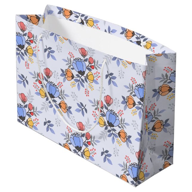 Bolsa de regalo grande de flores dibujadas a mano  (Angulo reverso)