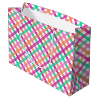 Bolsa de regalo grande de gingham tropical