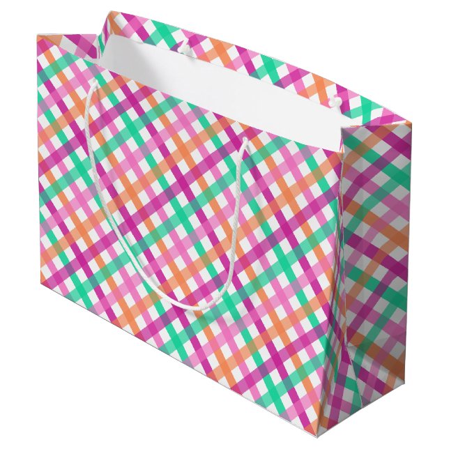 Bolsa de regalo grande de gingham tropical (Angulo reverso)