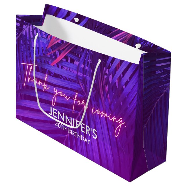 Bolsa de regalo grande de hoja de palma morada tro (Angulo Anverso)