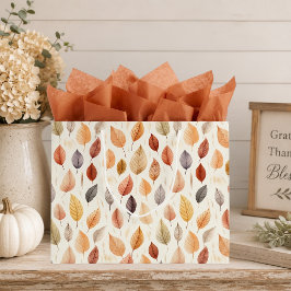 Bolsa de regalo grande de hojas de otoño marrón ro