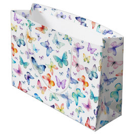 Bolsa de regalo grande de mariposa acuarela