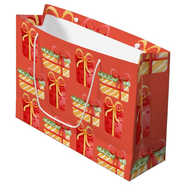 Bolsa de regalo grande de Naranja rojo y amarillo (Angulo Anverso)