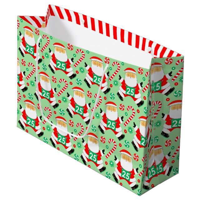 Bolsa de regalo grande de Navidad corriendo (Angulo Anverso)