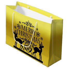 Bolsa de regalo grande de Navidad en negro, amaril