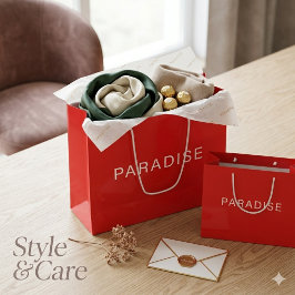 Bolsa de regalo grande de neón rojo con texto pers