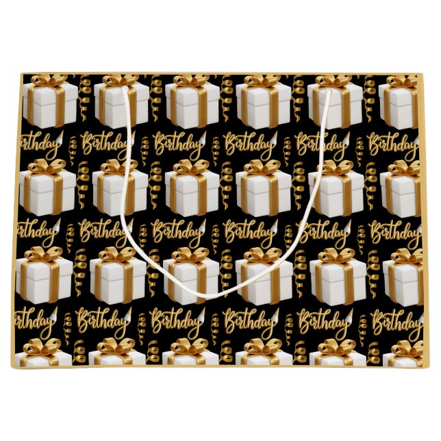 Bolsa de regalo grande de oro blanco para cumpleañ (Anverso)