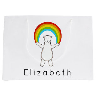 Bolsa de regalo grande de oso polar y arcoiris