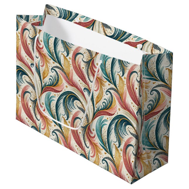 Bolsa de regalo grande de plumas abstractas (Angulo Anverso)
