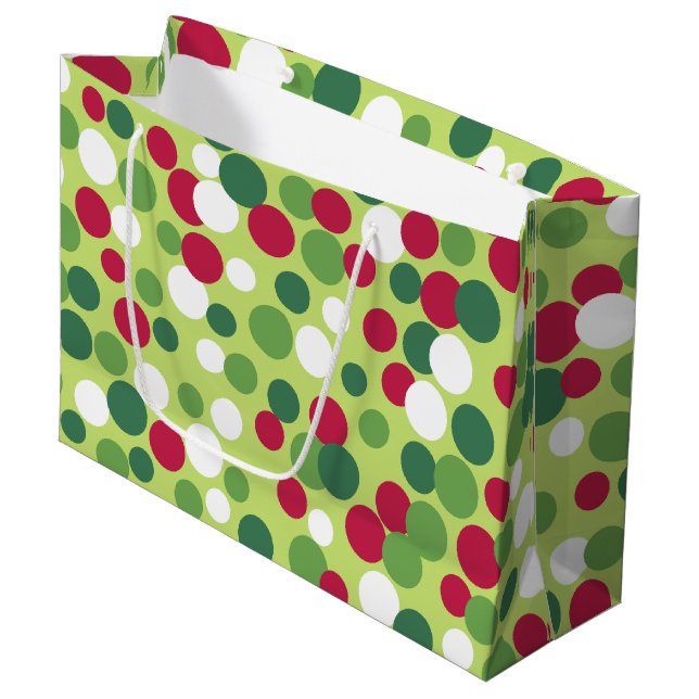 Bolsa de regalo grande de puntos de Navidad retro (Angulo Anverso)