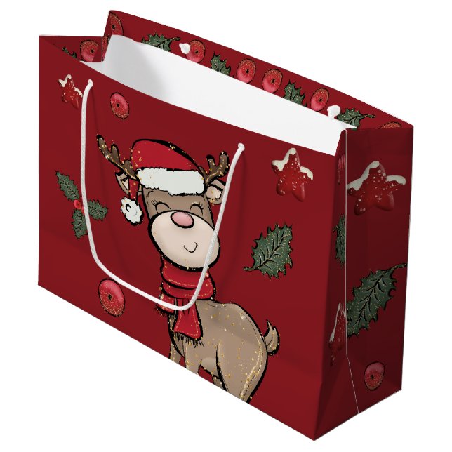 Bolsa de Regalo Grande de Reno y Berry Rojo Oscuro (Angulo Anverso)