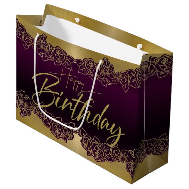 Bolsa De Regalo Grande de rosas para cumple (Angulo Anverso)