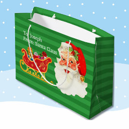 Bolsa De Regalo Grande De Santa Añadir nombre de niño fácil lectura niños