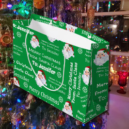 Bolsa De Regalo Grande De Santa Claus añada Navidades de nombres de niños